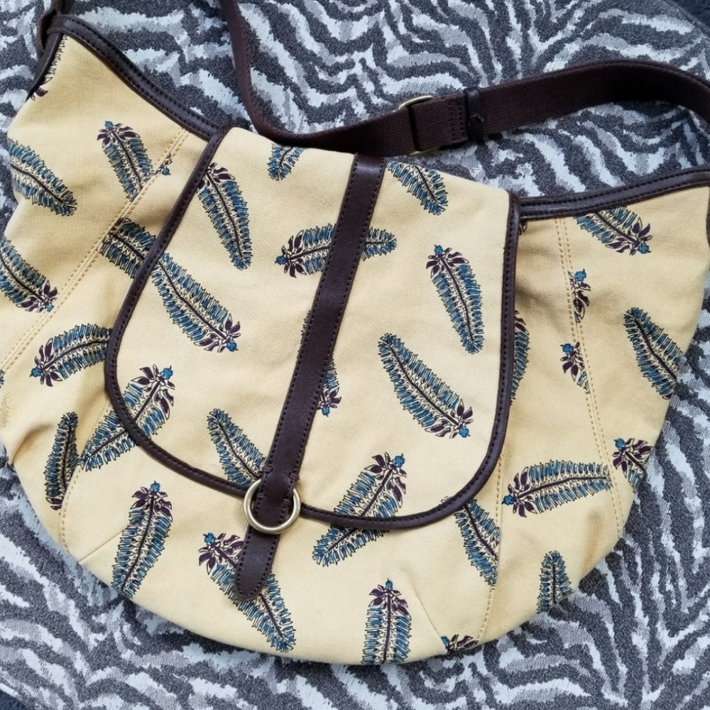 Lucky Brand Mustard Large Hobo Bag with feathers